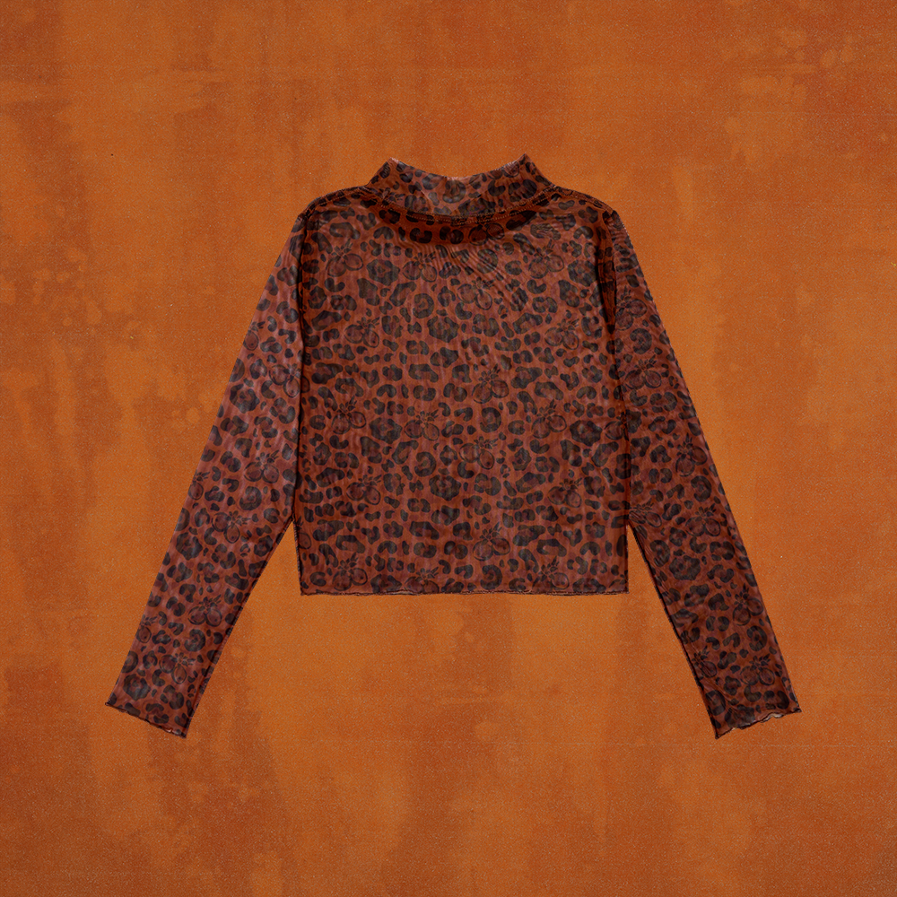 Tropicoqueta Animal Print Mesh Top Back
