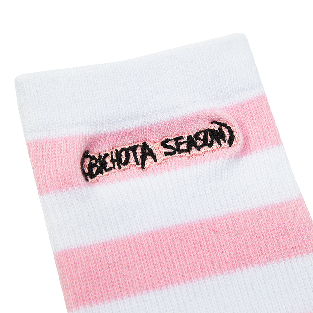 Striped White/Pink Crew Socks (High Socks)