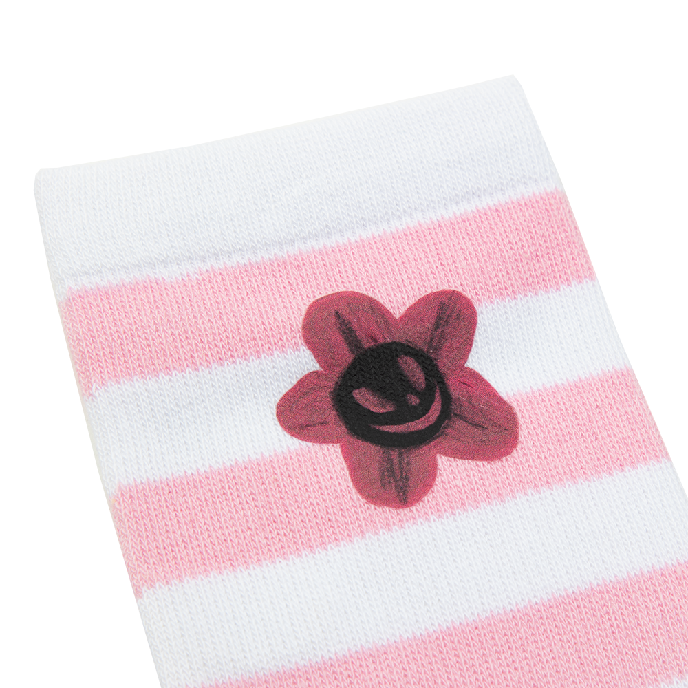 Striped White/Pink Crew Socks (High Socks)